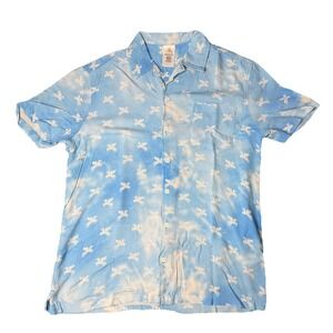 Disney Parks Hercules Pegasus Sky Blue Woven Camp Shirt Size Medium